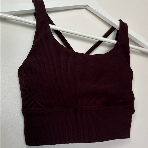 NEW Lululemon Energy Bra Long Line Ribbed *Medium Support, B–D Cup Cassis Size 4 - Picture 5 of 5